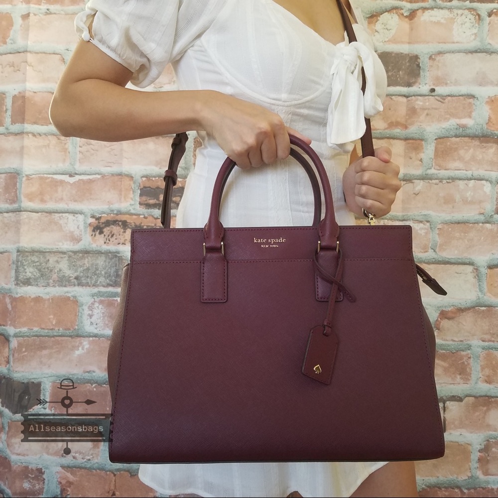Kate spade LARGE satchel crossbody CHERRYWOOD bag - Picture 7 of 8